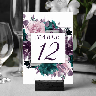 Numéro De Table Moody Boho Eggplant Purple Flore Cadre