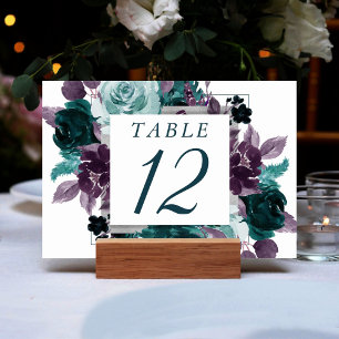 Numéro De Table Moody Boho Turquoise Turquoise Carré Floral Wrea