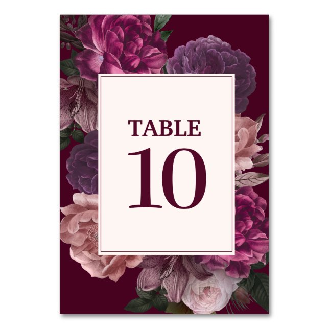 Numéro De Table Moody foncé Cascade florale automne hiver Mariage  (Par défaut)