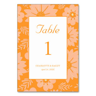 Numéro De Table Motif à fleurs orange Fuzz Vintage rétro