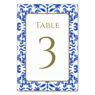 Numéro de table Motif blanc et bleu