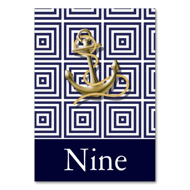 Numéro De Table Motif bleu marine ancre mariage nautique (Par défaut)