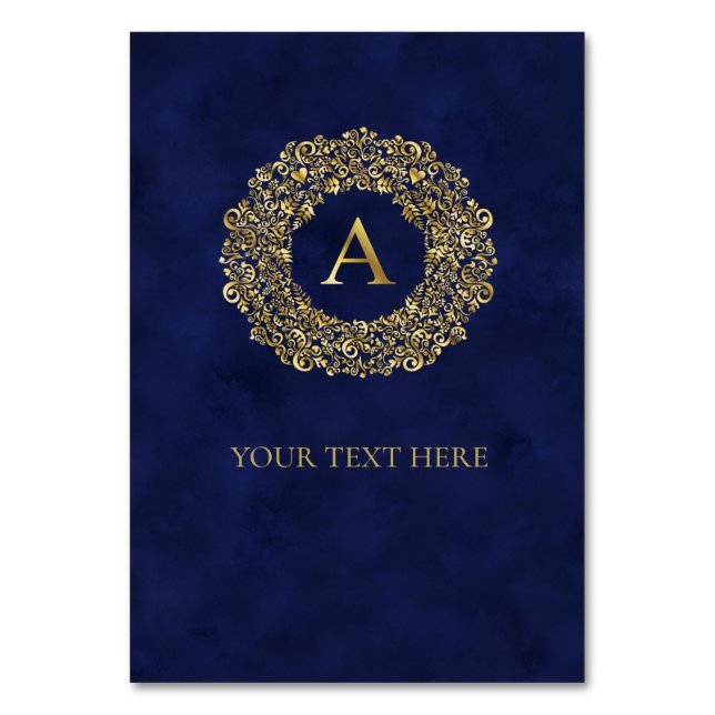 Numéro De Table Motif Classique Initial A en Damassé Doré  (Par défaut)