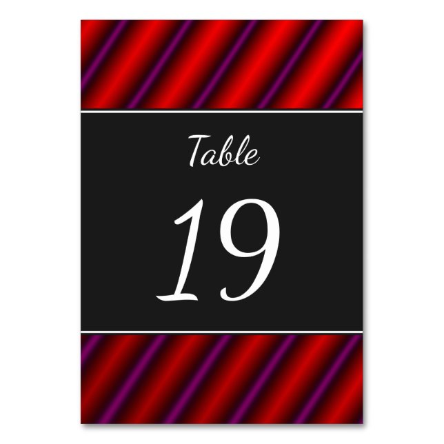 Numéro De Table Motif de ligne rouge, violet et noir de type laser (Par défaut)