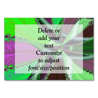 Numéro De Table Motif fractal vert et violet