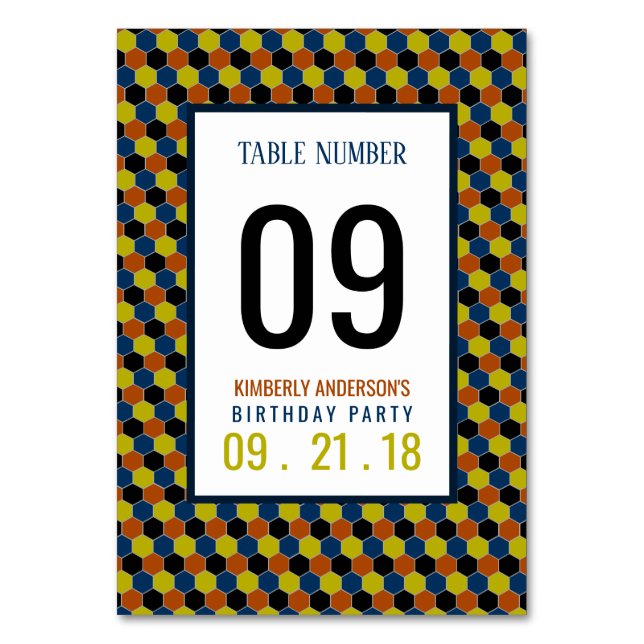 Numéro De Table Motif géométrique lumineux, Tableau d'anniversaire (Par défaut)