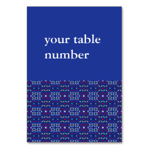 Numéro De Table Motif géométrique pixel traditionnel en bleu profo