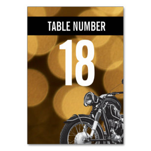 Numéro De Table Moto thème or noir 50e anniversaire