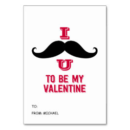 Numéro De Table Mustache Kids Classroom Valentine Card
