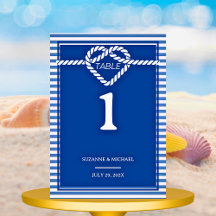 Nautical Navy Blue Tying Knot Stripes Mariage