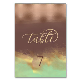 Numéro De Table Neo menthe cannelle rose or feuille aquarelle