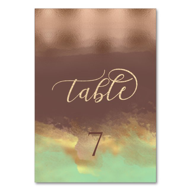 Numéro De Table Neo menthe cannelle rose or feuille aquarelle (Par défaut)