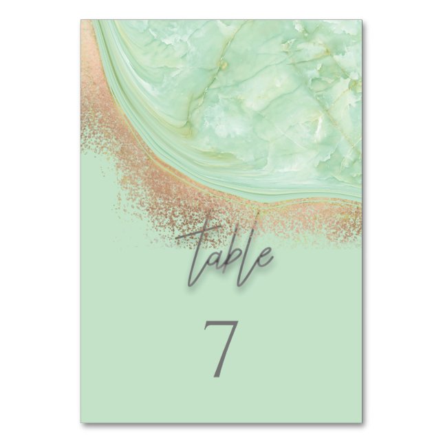 Numéro De Table Neo mint rosegold marbre agate calligraphie élégan (Par défaut)