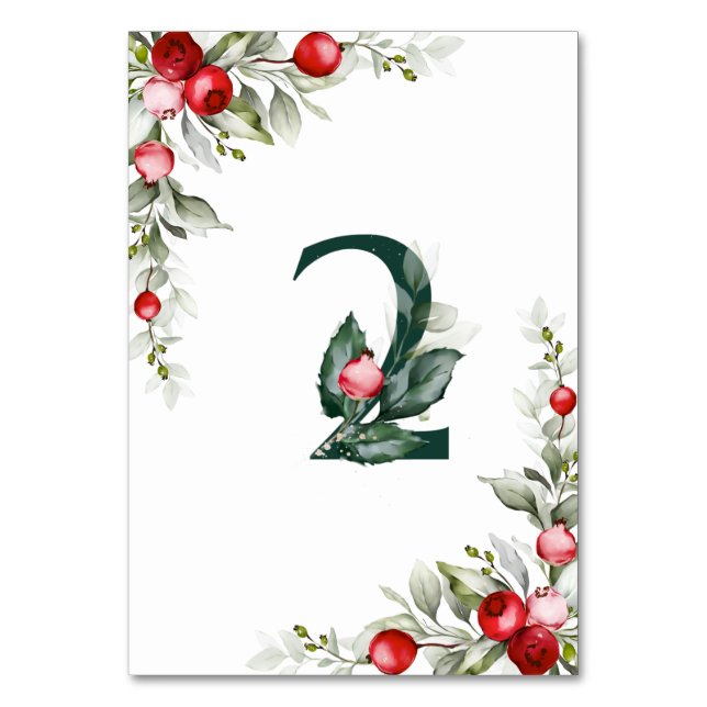 Numéro De Table Noel Botanique Tableau 2 Mariage Numéro de tableau (Dos)