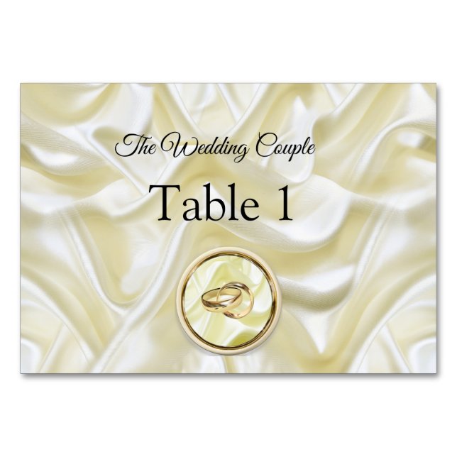 Numéro De Table Noir avec or sur texture soie (Devant)