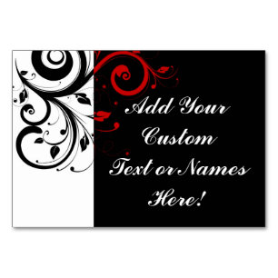 Numéro De Table Noir Blanc Rouge Inverse Swirl Personnalisé