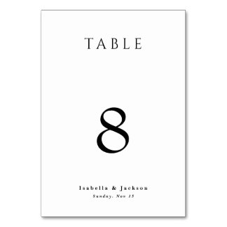 Numéro De Table Noir & Blanc Simple Élégant Mariage chic