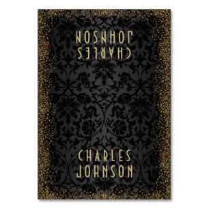 Numéro De Table Noir Damask & Gold Confetti Parties scintillant -