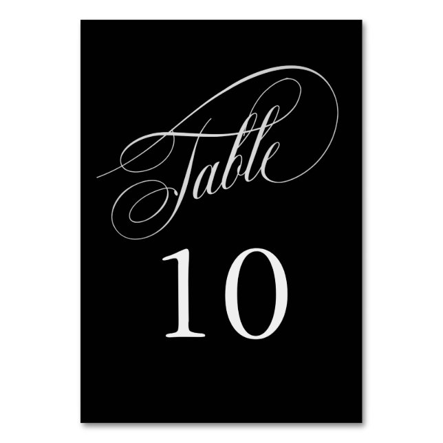 Numéro De Table Noir et Argent Élégant Calligraphie Numéros de tab (Par défaut)
