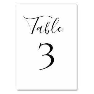 Numéro de table noir et blanc