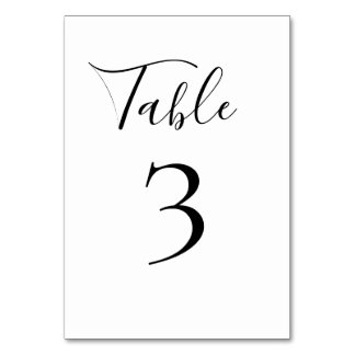 Numéro de table noir et blanc
