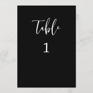 Numéro de table noir et blanc de script simple