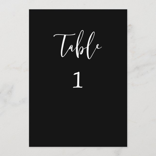 Numéro de table noir et blanc de script simple (Devant)