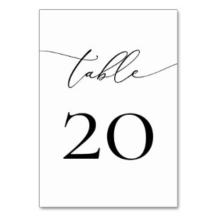 Numéro De Table Noir et blanc minimaliste calligraphie Numéro du t