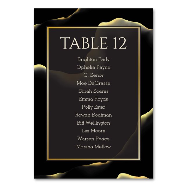 Numéro De Table Noir et or 💡 huile d'encre Abstraite moderne (Par défaut)