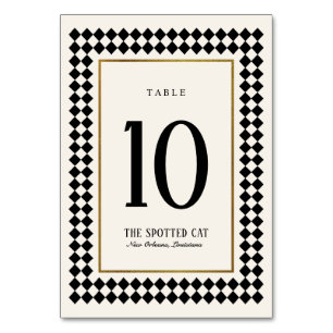 Numéro De Table Noir et or sur le tableau de bord ivoire Bordure J