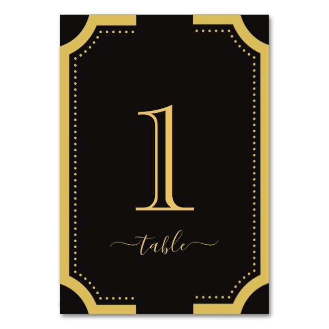 Numéro De Table Noir & or Classic Élégant Mariage en cuivre (Par défaut)
