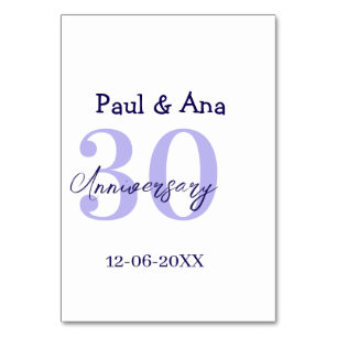 Numéro De Table nom lettre gras violet 30e anniversaire simple re