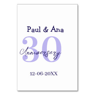 Numéro De Table nom lettre gras violet 30e anniversaire simple re