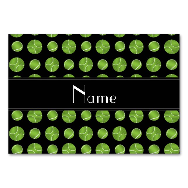 Numéro De Table Nom personnalisé noir balles de tennis motif (Devant)