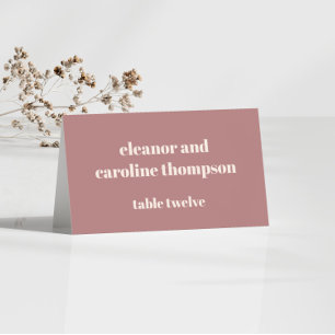 Numéro De Table Nom simple Dusty Rose Custom Wedding Place Card