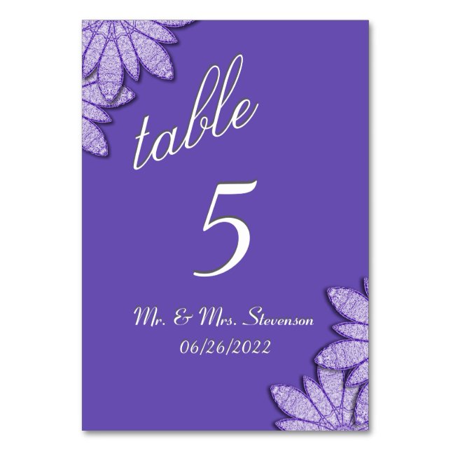 Numéro De Table Nombre de tableau Plutôt Profond Violet Floral (Par défaut)
