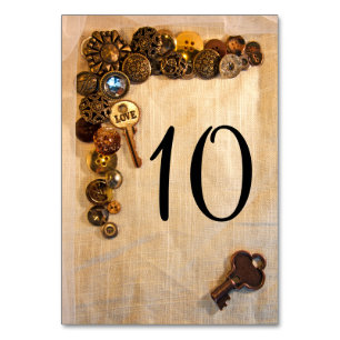 Numéro De Table Nombres rustiques de Tableau de boutons