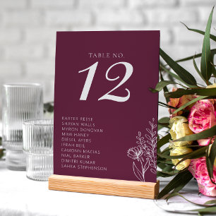 Numéro De Table Noms de mariage classique moderne minimaliste bord