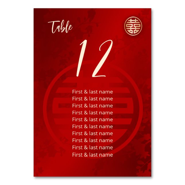Numéro De Table Noms des invités Mariages chinois (Par défaut)