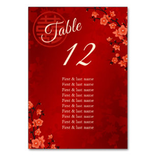 Numéro De Table Noms des invités Mariages chinois