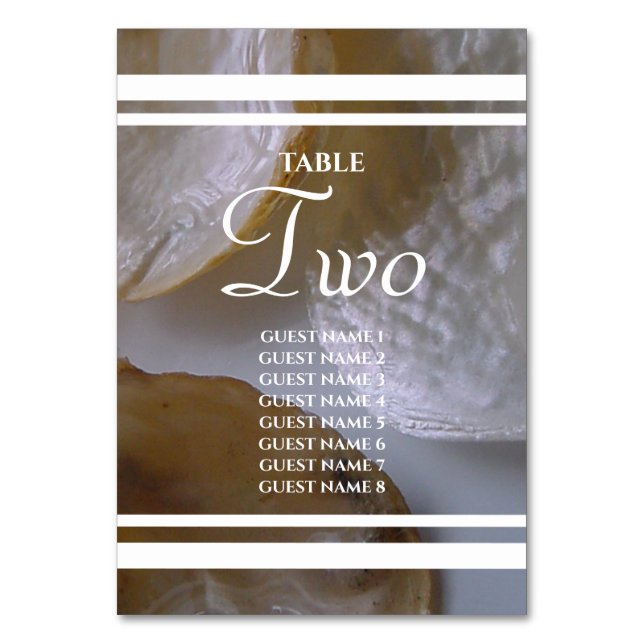 Numéro De Table Noms des invités Mariages des Beach Clams (Par défaut)