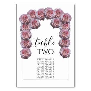 Numéro De Table Noms des invités Mariages Rose rose pâle