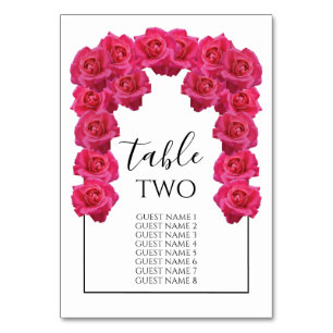 Numéro De Table Noms des invités Mariages roses