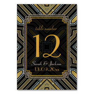 Numéro De Table Noms d'hôtes Art Déco Gold Black