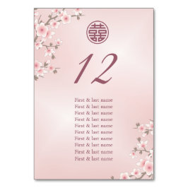 Numéro De Table Noms d'hôtes de Mariages chinois rose poussiéreux