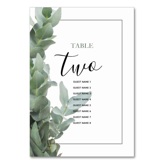Numéro De Table Noms d'invités Mariages de l'Eucalyptus Dollar Arg (Par défaut)