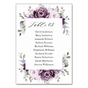 Numéro De Table Nuances de pourpre Dusty fleurs Moody Floral Maria