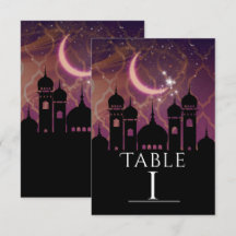 Numéro de table Nuit arabienne Maroc Moyen-Orient