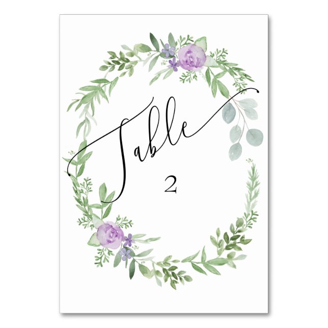 Numéro De Table Numéro de tableau Aquarelle Verdure et lavande (Dos)