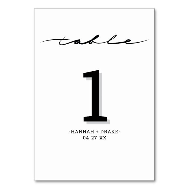 Numéro De Table Numéro de tableau avec lettres à la main chic (Par défaut)